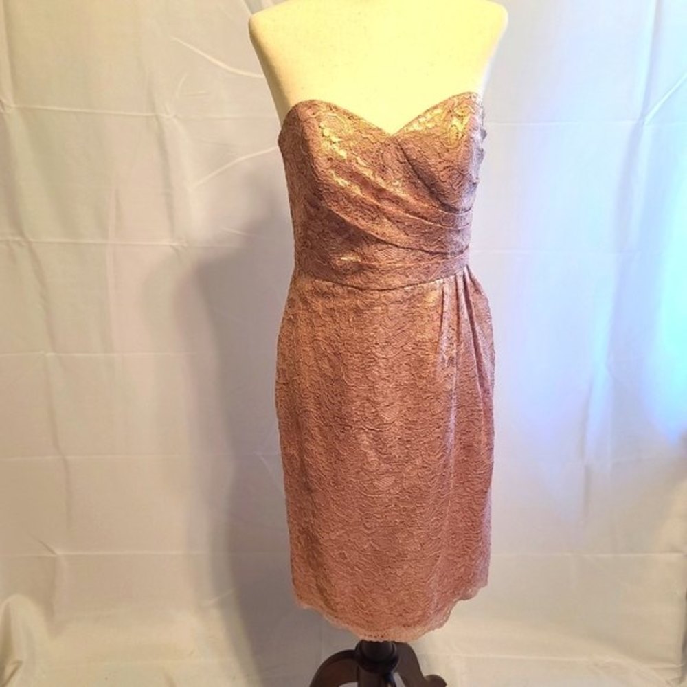 New With Tags David's Bridal rose gold lace strapless dress size 6